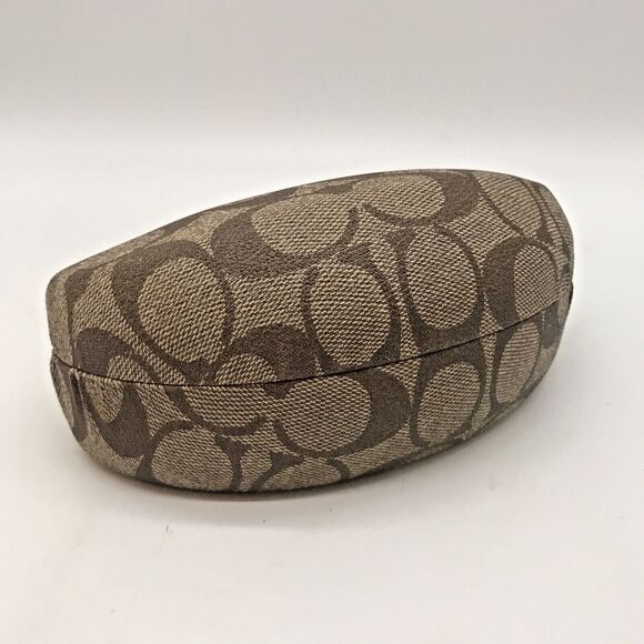 Coach Signature C Monogram Tan Brown Hard Clamshell Eyeglass Storage Flip Case - Picture 4 of 9